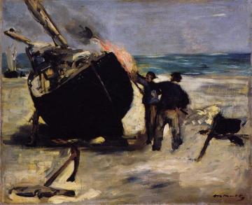 Tarring the Boat Artwork by Edouard Manet
