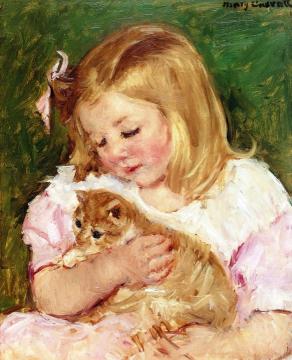 Sara Holding A Cat Artwork by Mary Cassatt