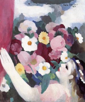 Woman Arranging Flowers Artwork by Marie Laurencin