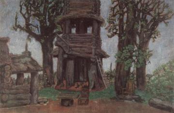 Stage design for "The Golden Cockerel" opera Artwork by Nikolai Krymov