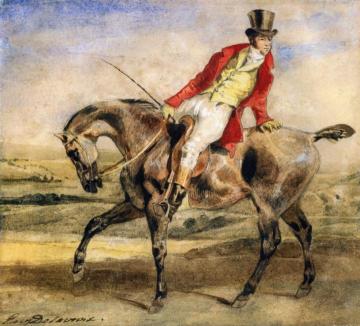 Gentleman on a Dark Brown Hunter Artwork by Eugène Delacroix