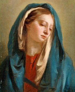 The Madonna Facing Front and Wearing a Blue Cloak Artwork by Giovanni Battista Tiepolo