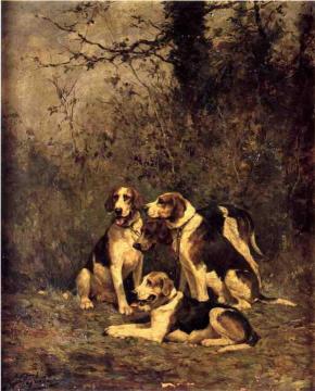 Hounds At Rest Artwork by Charles Olivier de Penne