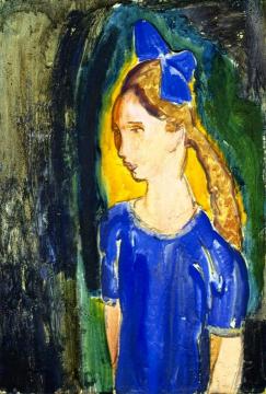 Young Girl with Blue Bow Artwork by Alfred Henry Maurer