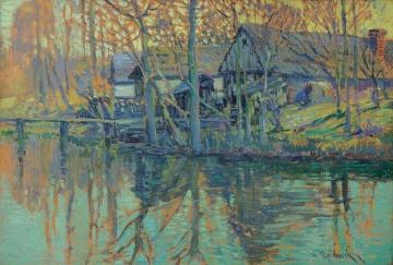 Old Houses by a River Artwork by Václav Radimský