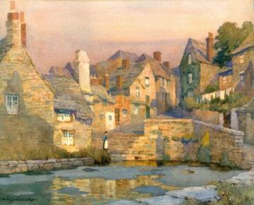 Evening, The Mill Pool, Swanage Artwork by Albert Moulton Foweraker