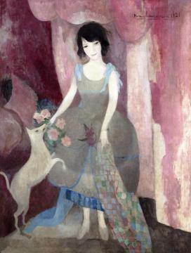 Young Woman With Dog Artwork by Marie Laurencin