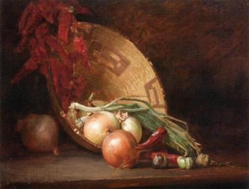 Still LIfe with Onions, Peppers and Basket Artwork by Guy Orlando Rose
