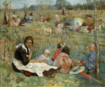 Nurse with Children Artwork by Isaak Brodsky