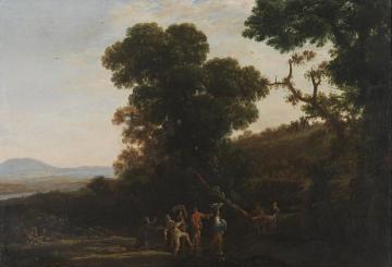 Landscape with Figures Wading Through a Stream Artwork by Claude Lorrain