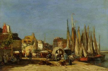Honfleur, the Quarantine Dock and the Cattle Market Artwork by Eugène-Louis Boudin