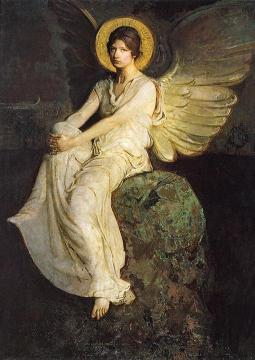 Winged Figure Seated Upon A Rock Artwork by Abbott Handerson Thayer