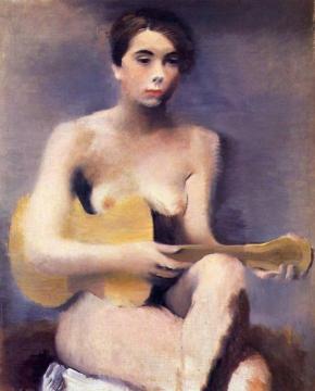 Woman with a Guitar Artwork by Vladimir Lebedev