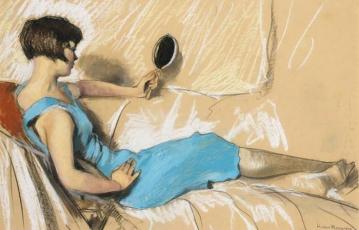 A Reclining Lady In Blue Dress Artwork by Han van Meegeren