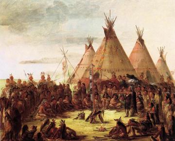 Sioux War Council Artwork by George Catlin