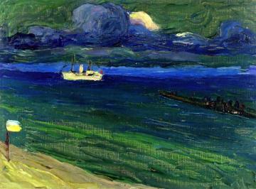 Seascape with Steamer Artwork by Wassily Kandinsky