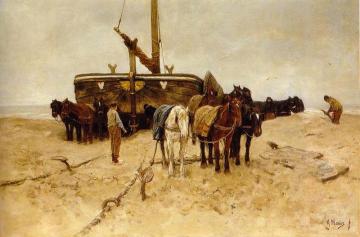 Fishing Boat On The Beach Artwork by Anton Mauve