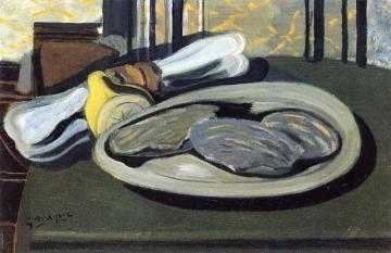 Oysters, Lemon and Napkin Artwork by Georges Braque