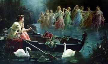 Maiden And Mermaids Artwork by Hans Zatzka