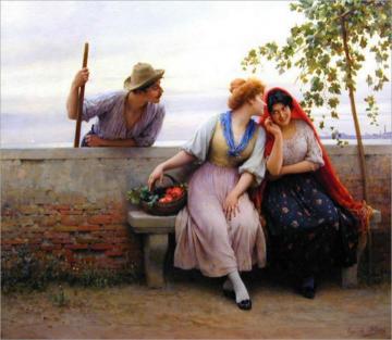 Venetian Chat Artwork by Eugen Von Blaas