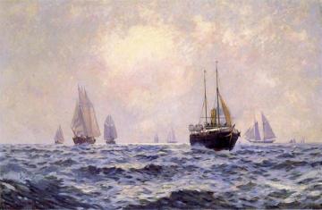 A Breezy Morning Off Newport Artwork by Carlton T. Chapman