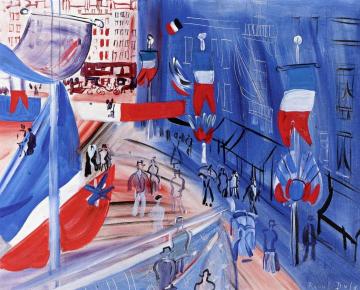 A Street Bedecked with American Banners Artwork by Raoul Dufy