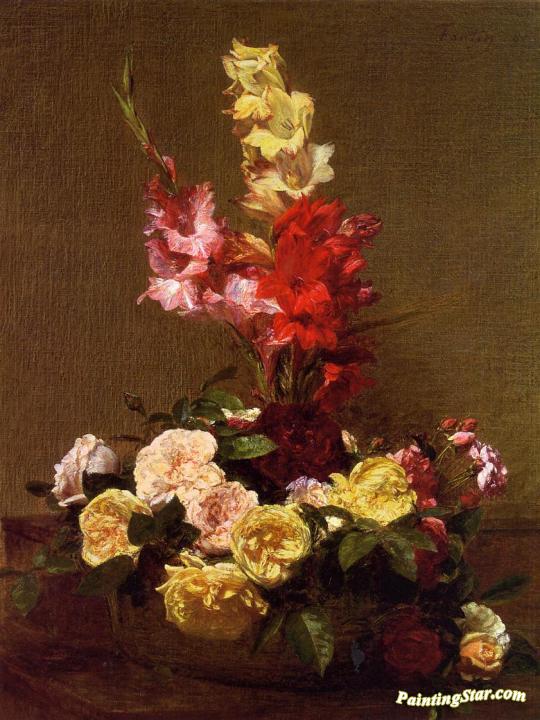 Gladiolas and Roses Artwork by Henri Fantin-Latour
