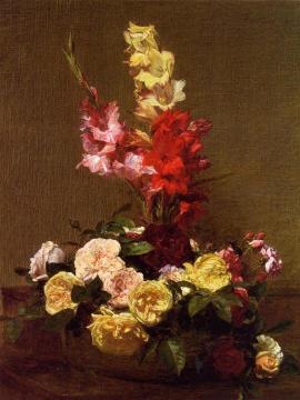 Gladiolas and Roses Artwork by Henri Fantin-Latour