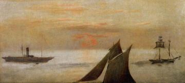 Boats at Sea, Sunset Artwork by Edouard Manet