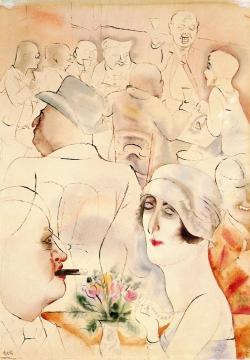 Berlin Café Artwork by George Grosz