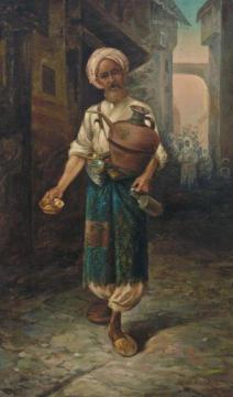 Arab Waterseller In The Medina (arabischer Wasserverkäufer In Der Medina) Artwork by Adolf Kaufmann