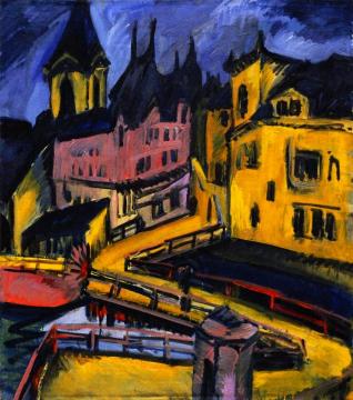 Bridge By The City Gate, Cheminitz Artwork by Erich Heckel