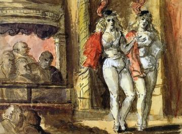The Burlesque Show: A Double-sided Watercolor (back) Artwork by Reginald Marsh