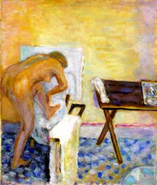 Small Nude Leaning Forward Artwork by Pierre Bonnard