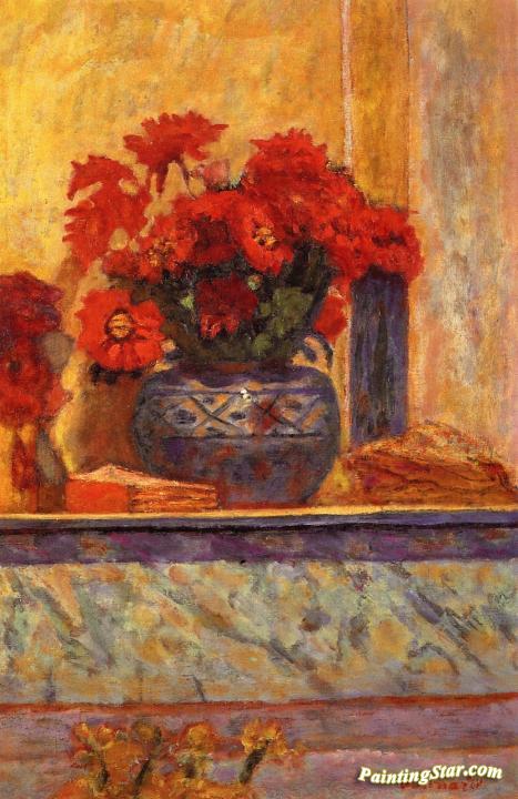 Red Flowers Artwork by Pierre Bonnard