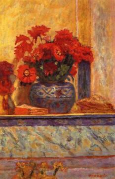 Red Flowers Artwork by Pierre Bonnard