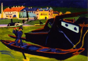 Boats On The Elbe Near Dresden Artwork by Ernst Ludwig Kirchner