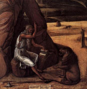 St Jerome in the Desert (detail) Artwork by Giovanni Bellini