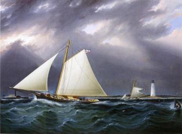 The Match between the Yachts 'Vision' and 'Meta' - Rough Weather Artwork by James E. Buttersworth