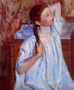 Girl Arranging Her Hair Artwork by Mary Cassatt