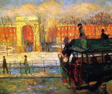 Descending from the Bus Artwork by William James Glackens