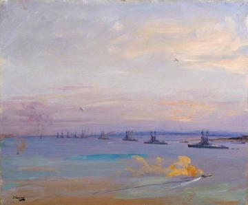 The American Battle Squadron In The Firth Of Forth Artwork by Sir John Lavery