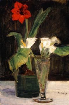 Floral Piece - Amaryllis And Calla Lilies In A Glass Vase Artwork by Max Liebermann