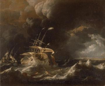 Dutch Merchant Ships in a Storm Artwork by Ludolf Bakhuizen