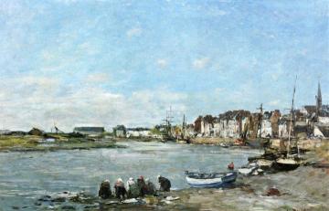 Laundresses on the Banks of the Port of Trouville Artwork by Eugène-Louis Boudin