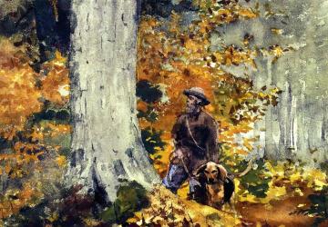 Adirondack Woods, Guide And Dog Artwork by Winslow Homer
