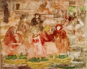 Market Scene Artwork by Maurice Prendergast