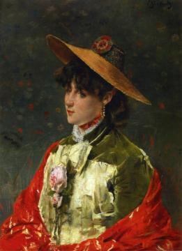 Woman in a Straw Hat Artwork by Alfred Stevens