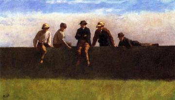 Five Boys on a Wall Artwork by Eastman Johnson
