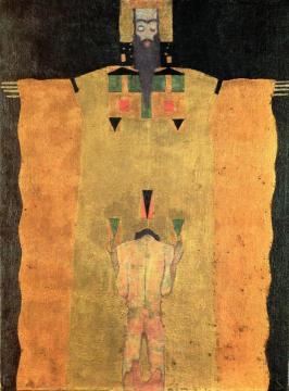 Young Man Kneeling Before God The Father Artwork by Egon Schiele